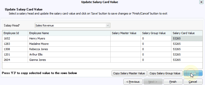 Update Salary Card Value