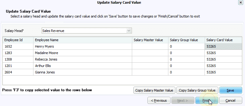 Update Salary Card Value