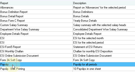 payslip report payslip report