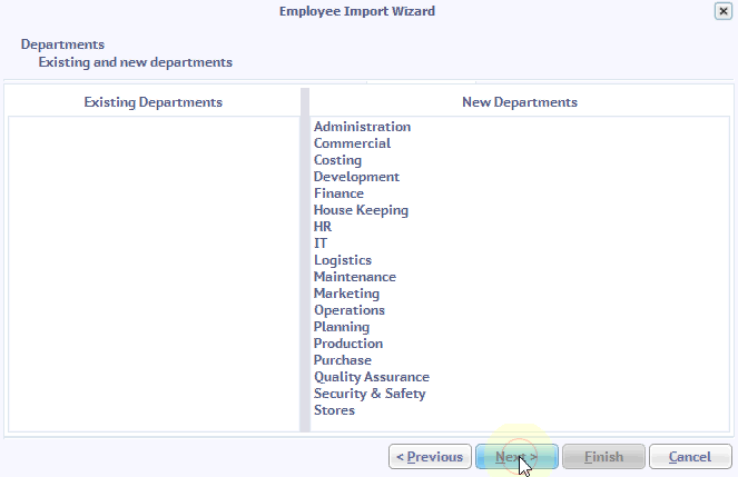 employee details departments