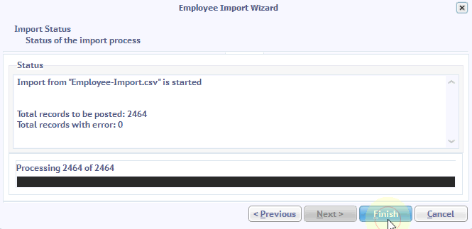 employee import completed
